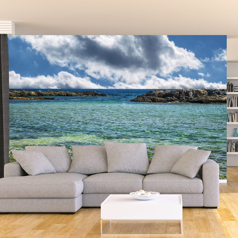 Contemporary Sea Wall Mural for Living Room Mildew Resistant Wall Covering
