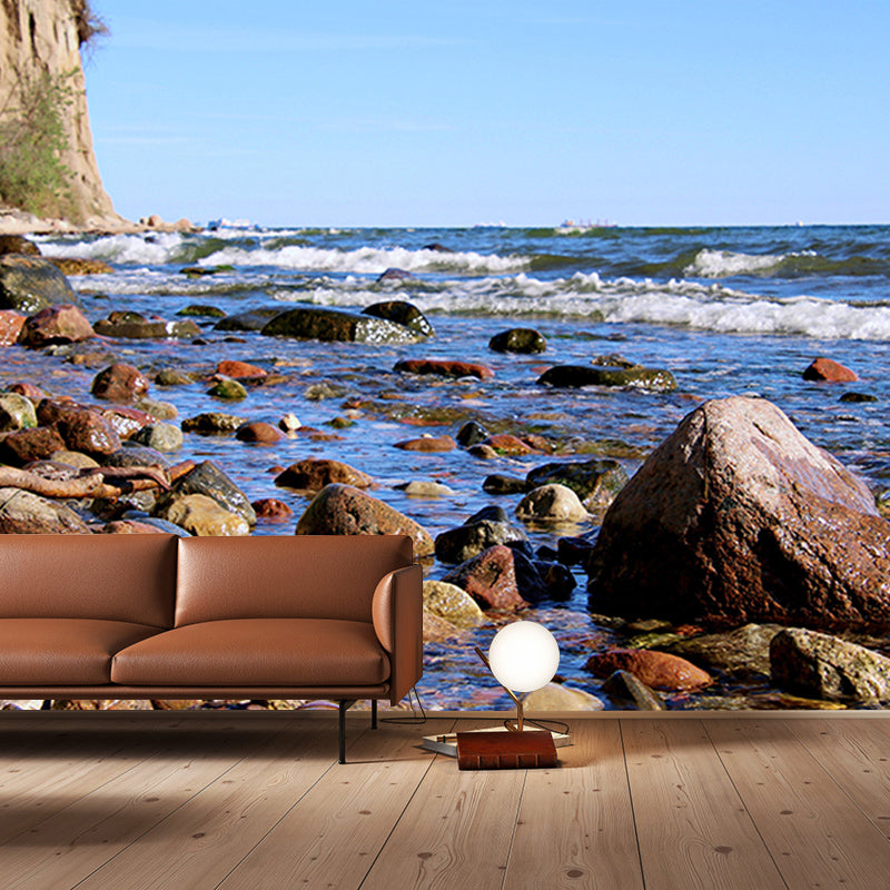 Customized Sea Mural Wall Decor Eco-friendly Wallpaper for Living Room