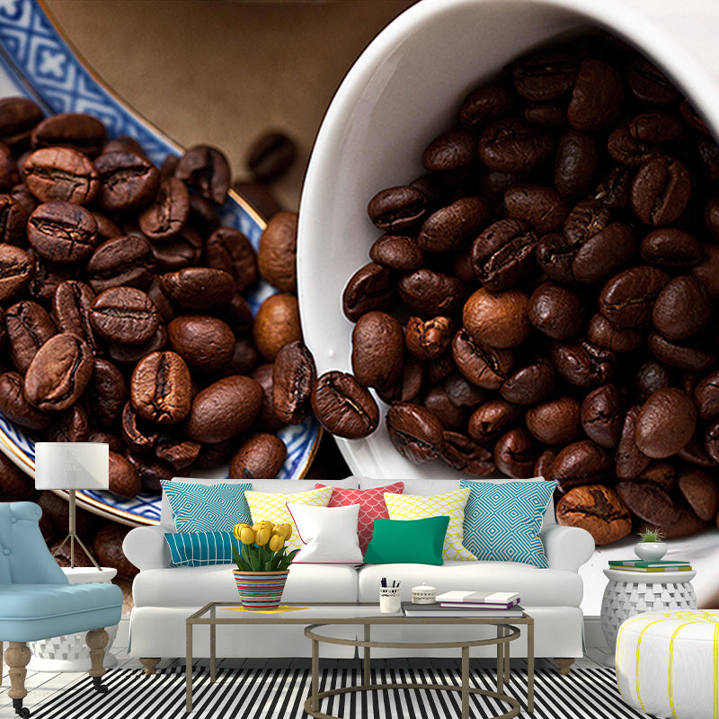 Contemporary Coffee Beans Wall Mural for Coffee Shop Eco-friendly for Decoration