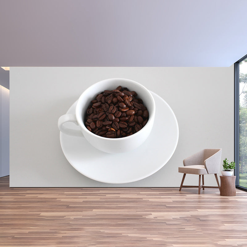 Mural decorativo de granos de café de tamaño completo, estilo contemporáneo para cafetería