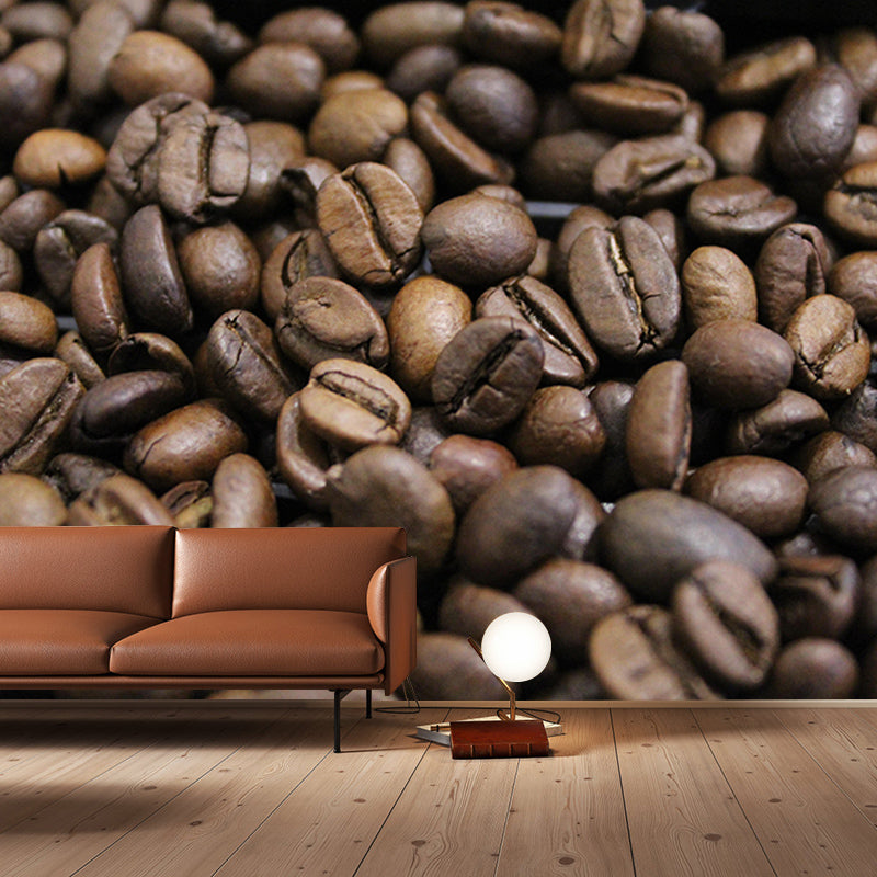 Customized Fragrant Coffee Beans Mural Wall Decor Photography Wallpaper for Coffee Shop
