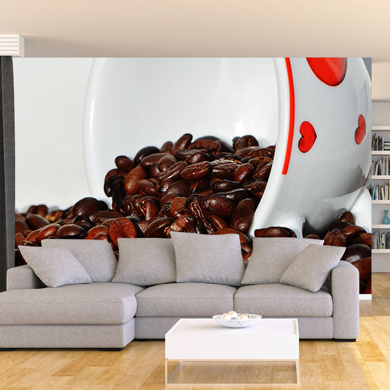 Customized Fragrant Coffee Beans Mural Wall Decor Photography Wallpaper for Coffee Shop