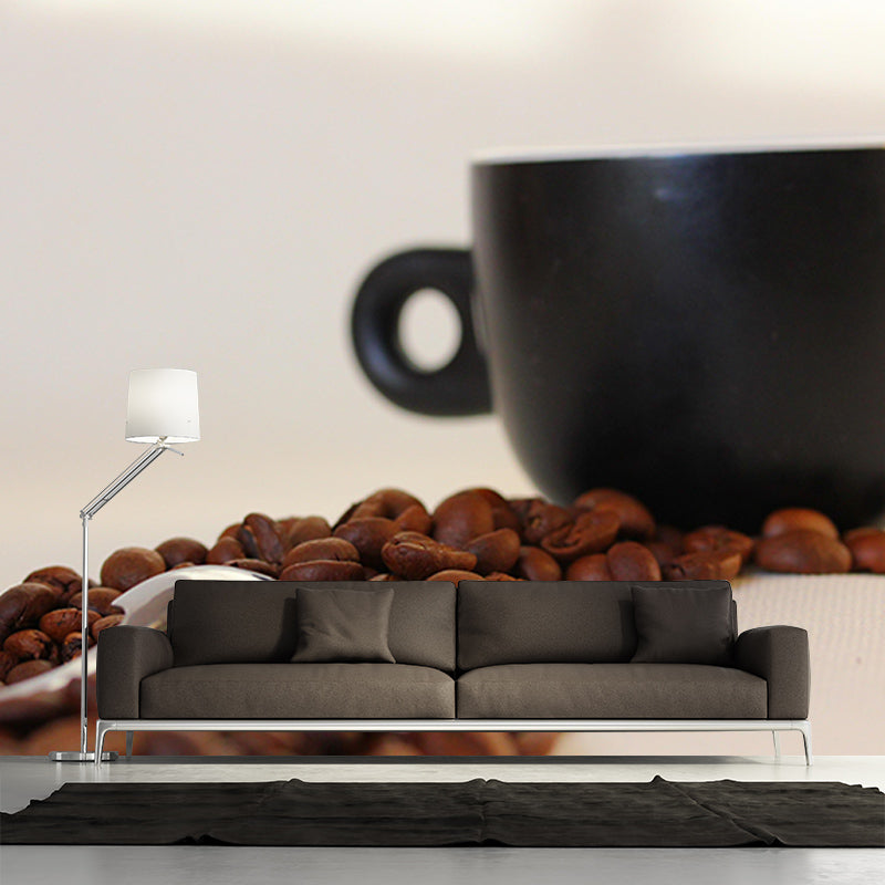 Customized Fragrant Coffee Beans Mural Wall Decor Eco-friendly Wallpaper for Coffee Shop