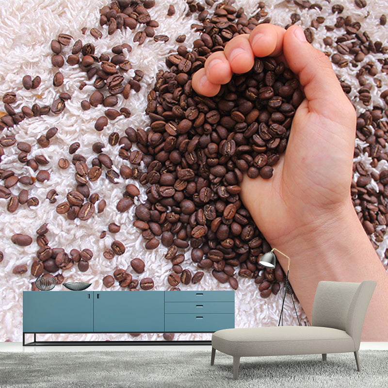 Customized Fragrant Coffee Beans Mural Wall Decor Eco-friendly Wallpaper for Coffee Shop