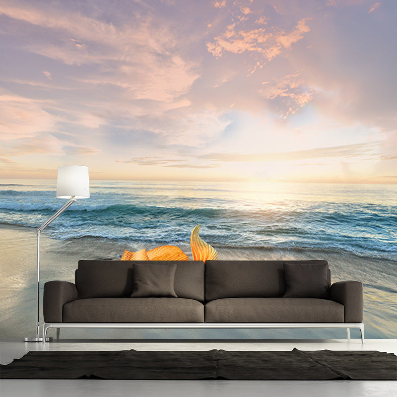 Seaside View Murals Environment Friendly Wallpaper for Sitting Room Wall Decor