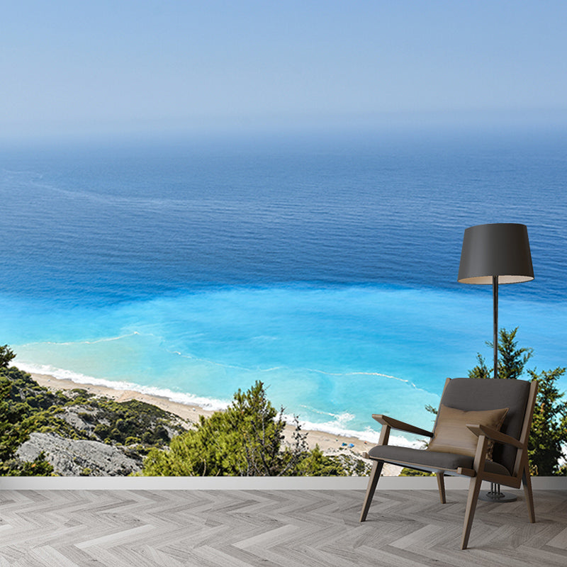 Seaside Landscape Mural Wallpaper for Sitting Room, Personalized Size Available