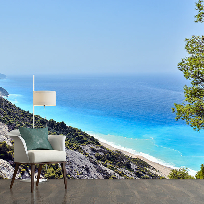 Seaside Landscape Mural Wallpaper for Sitting Room, Personalized Size Available