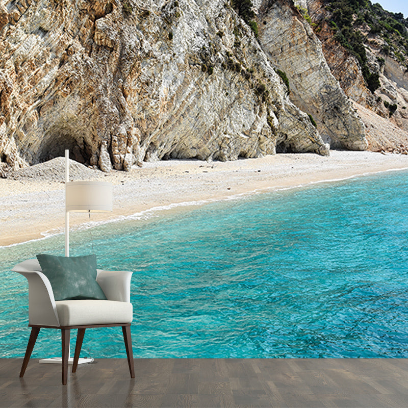 Seaside Landscape Mural Wallpaper for Sitting Room, Personalized Size Available