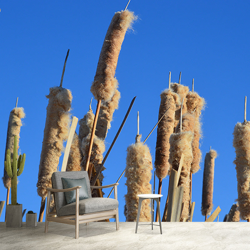 Cattails Plant Moisture Resistant Mural Decal Modern Wall Decor for Sleeping Room