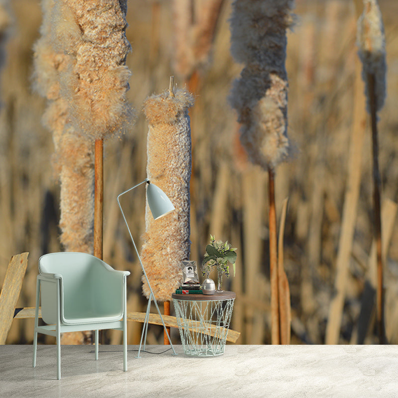 Cattails Plant Moisture Resistant Mural Decal Modern Wall Decor for Sleeping Room