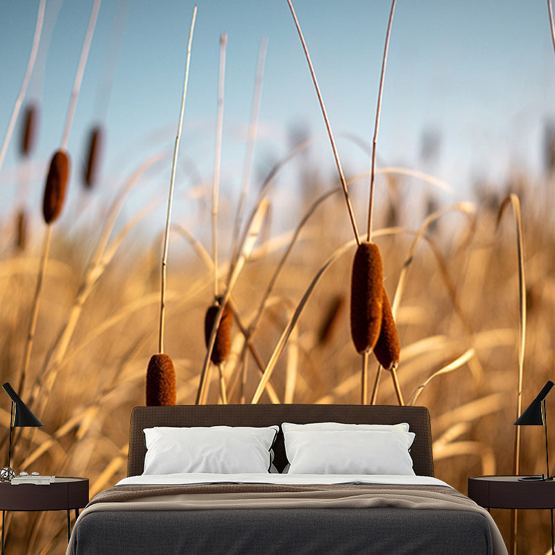 Cattails Plant Mural Water Resistant Home Decoration Wall Decor for Sleeping Room