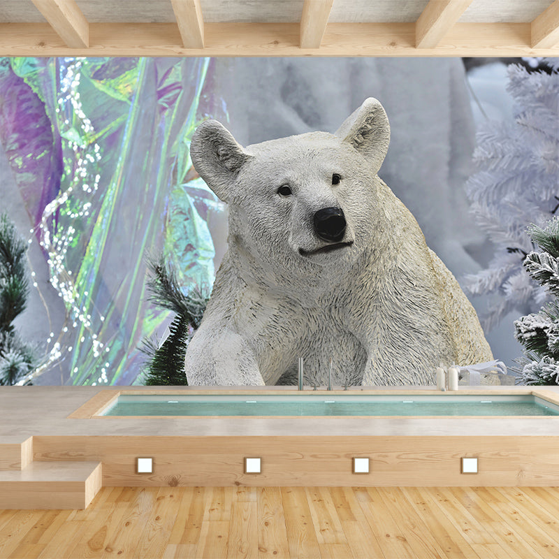 Polar Bear Mural Wallpaper Mildew Resistant Wall Covering for House Interior