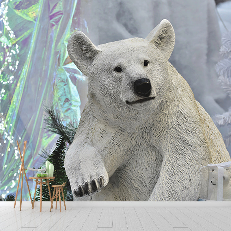 Polar Bear Mural Wallpaper Mildew Resistant Wall Covering for House Interior