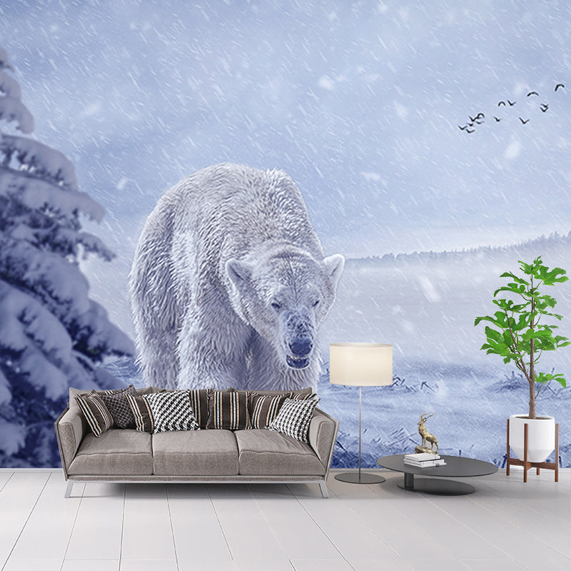 Polar Bear Mural Wallpaper Mildew Resistant Wall Covering for House Interior