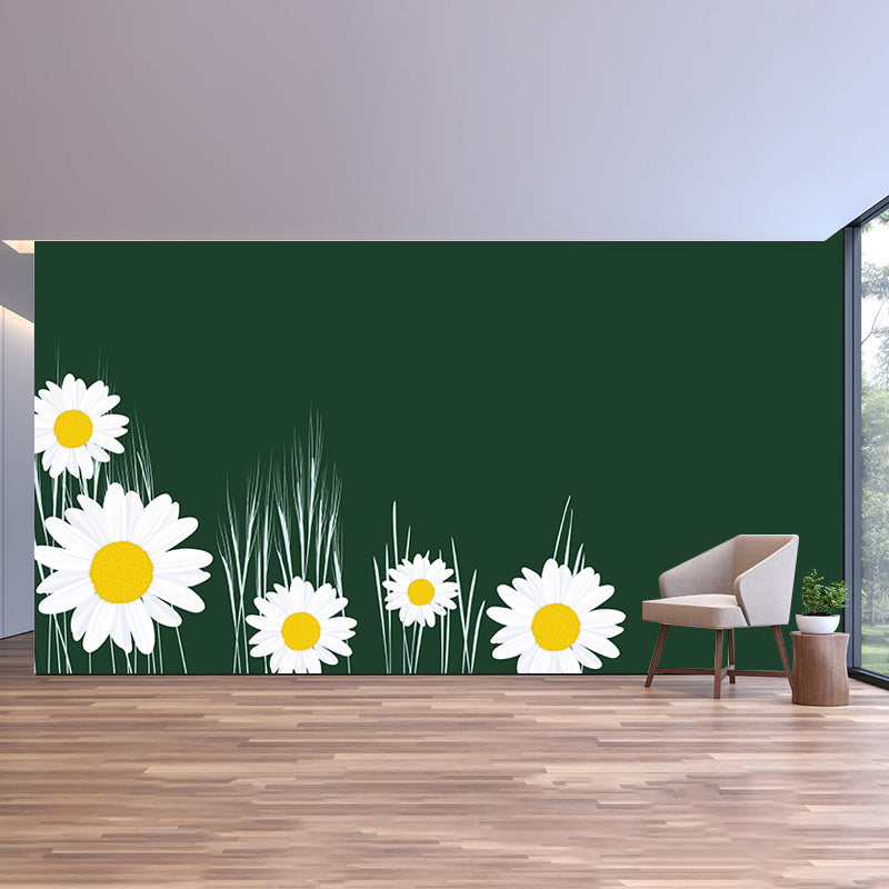 Flower Illustration Mural Wallpaper Modern Living Room Wall Decor, Made to Measure