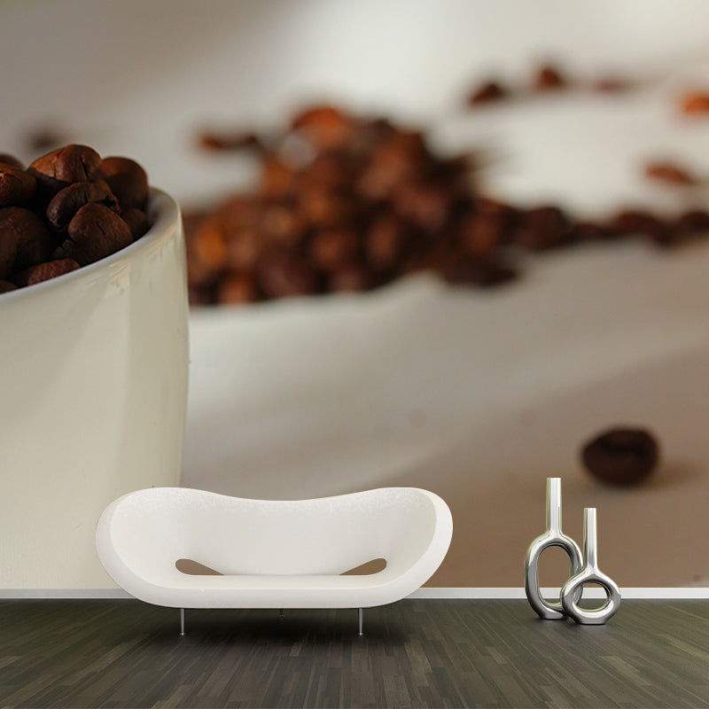 Coffee Beans Mural Wallpaper Decoration Coffee Bar Wall Art in Soft Color
