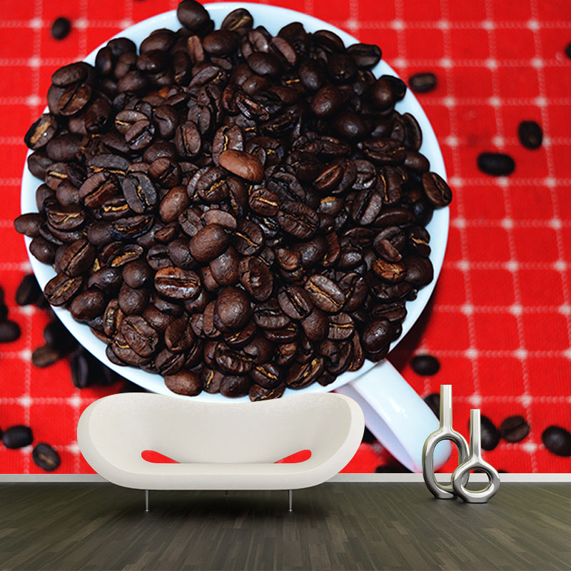 Modern Coffee Beans Mural Wallpaper Decoration for Coffee Bar Wall Art in Soft Color
