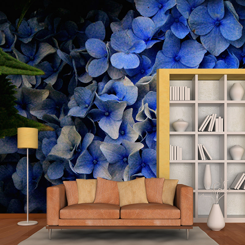 Modern Blooming Hydrangea Moisture Resistant Wall Covering for Living Room, Personalized Size