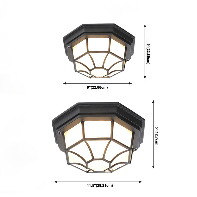 Plafonnier LED traditionnel avec abat-jour en verre, luminaire encastré pour cour et balcon