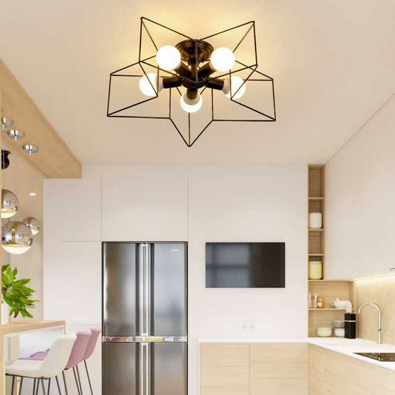 Industrial Style Ceiling Light Fixture Metal Multi Head Flush Mount Light for Living Room
