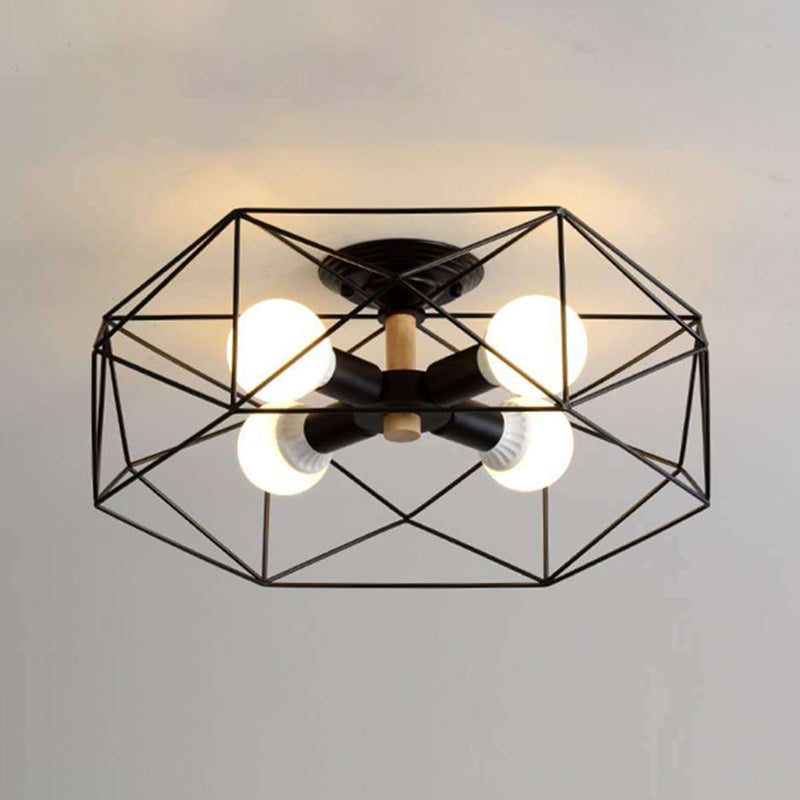 Industrial Style Ceiling Light Fixture Metal Multi Head Flush Mount Light for Living Room