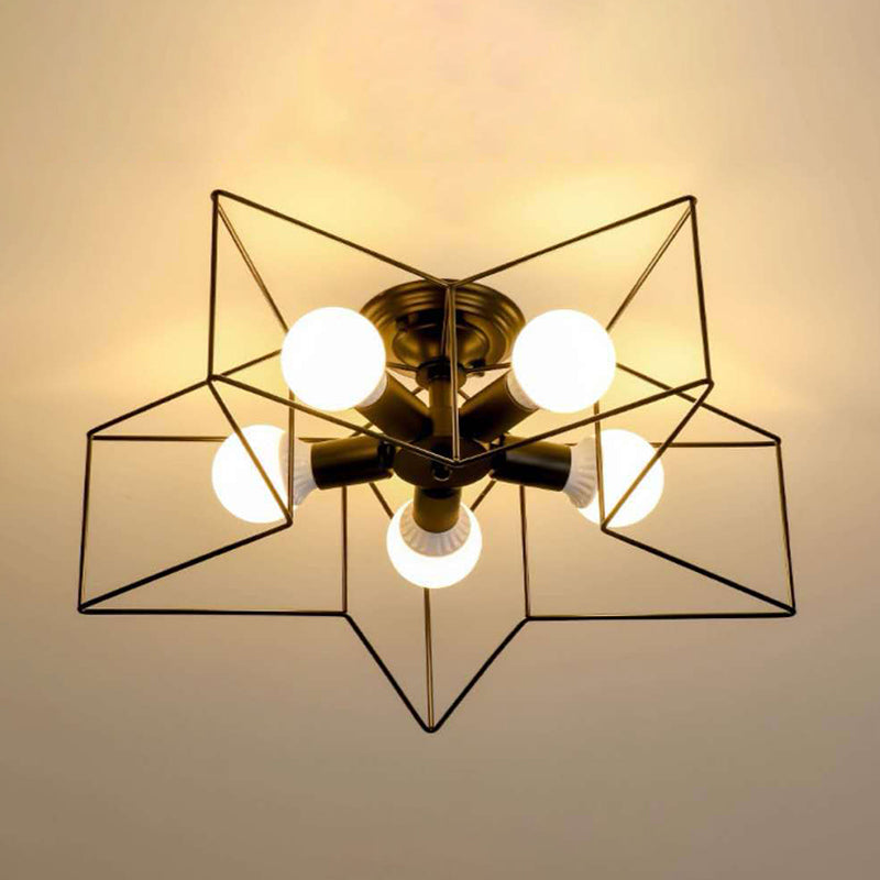 Industrial Style Ceiling Light Fixture Metal Multi Head Flush Mount Light for Living Room