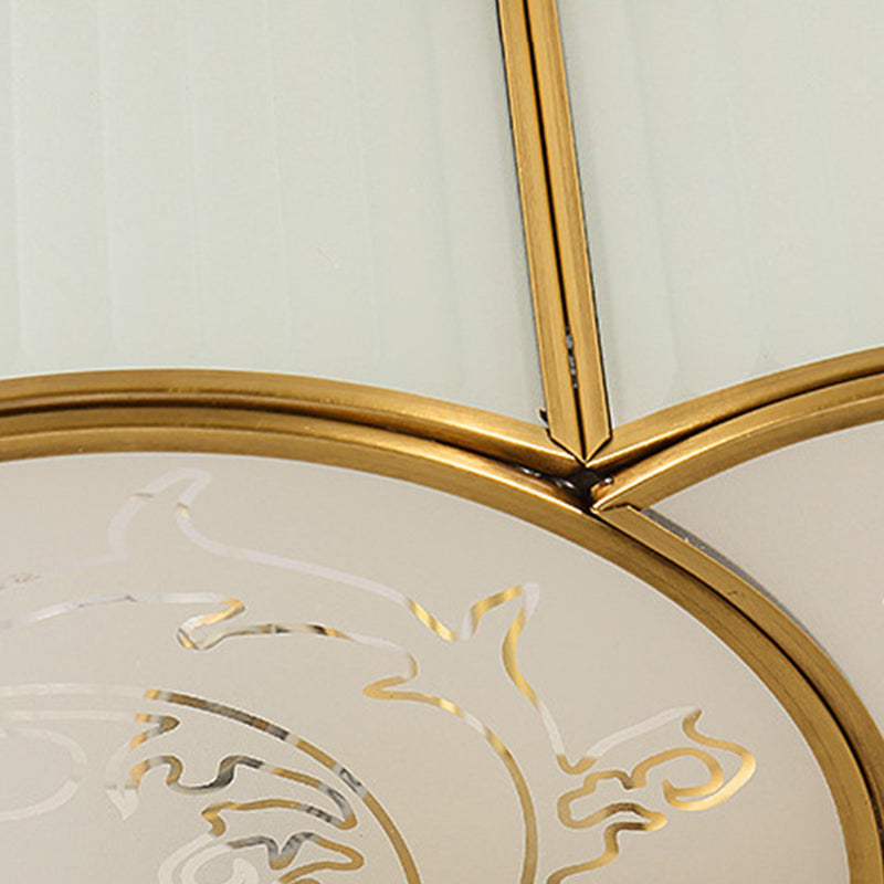 Scalloped Semi-Flush Mount Light Traditional Glass Ceiling Lamp for Bedroom