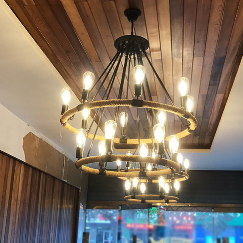 Lámpara de lámpara de bombilla desnuda lámpara colgante de cuerda industrial para restaurante