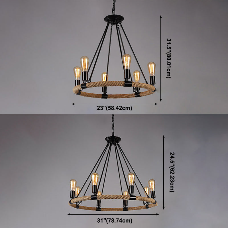 Lámpara de lámpara de bombilla desnuda lámpara colgante de cuerda industrial para restaurante