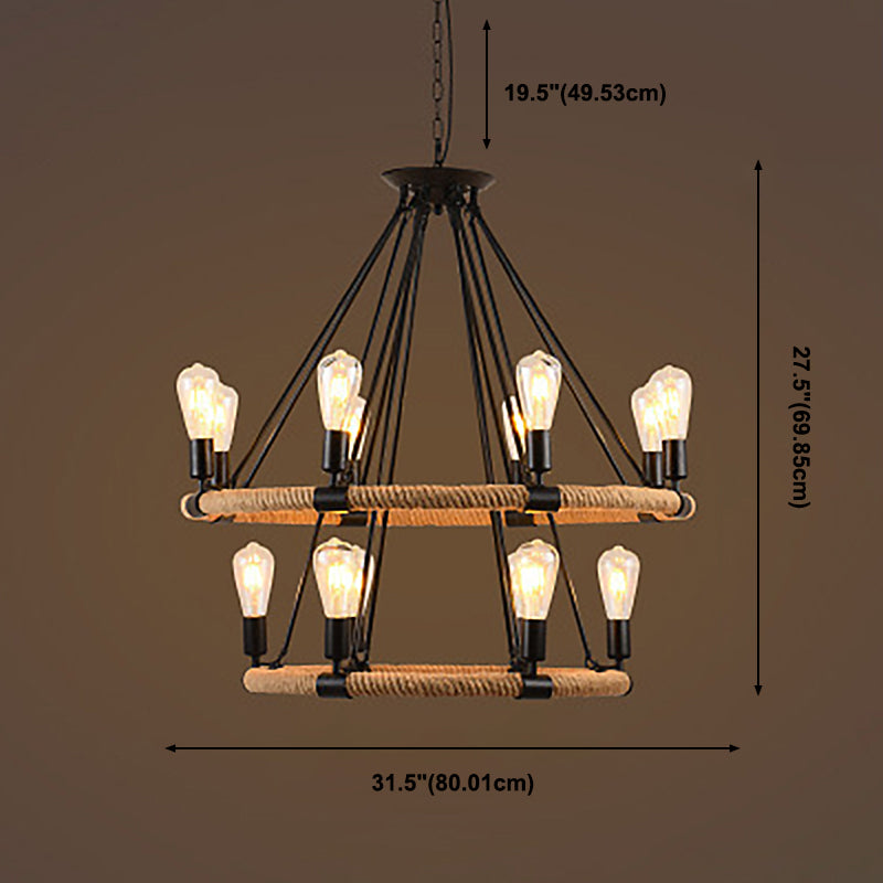 Lámpara de lámpara de bombilla desnuda lámpara colgante de cuerda industrial para restaurante