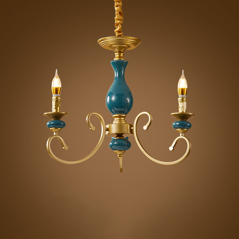 Traditional Style Suspension Pendant Light Candlestick Shaped Chandelier for Living Room