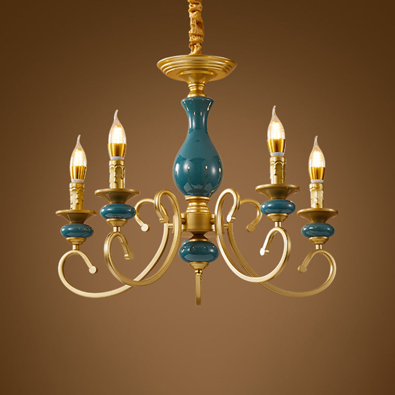 Traditional Style Suspension Pendant Light Candlestick Shaped Chandelier for Living Room