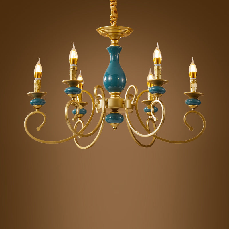 Traditional Style Suspension Pendant Light Candlestick Shaped Chandelier for Living Room