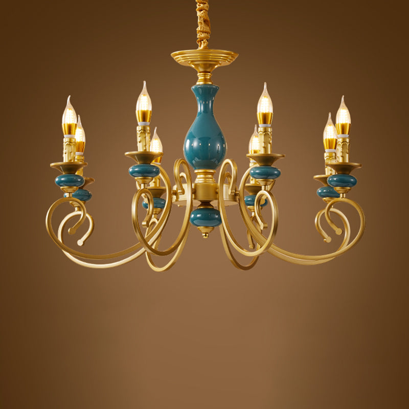 Traditional Style Suspension Pendant Light Candlestick Shaped Chandelier for Living Room