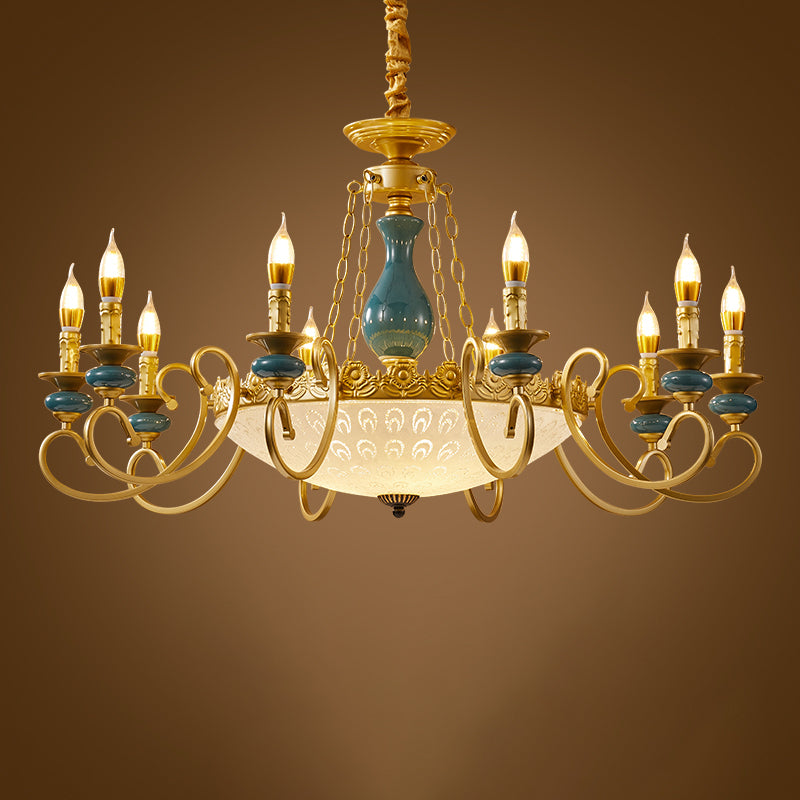 Traditional Style Suspension Pendant Light Candlestick Shaped Chandelier for Living Room