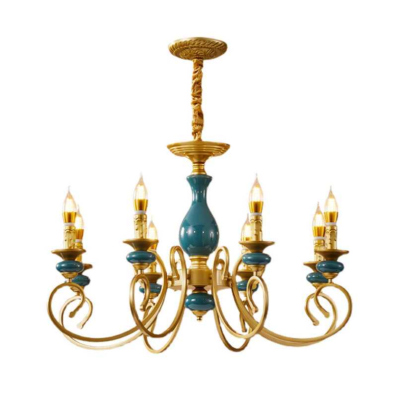 Traditional Style Suspension Pendant Light Candlestick Shaped Chandelier for Living Room