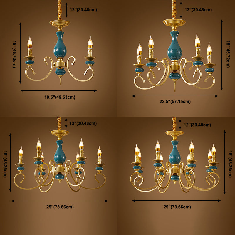 Traditional Style Suspension Pendant Light Candlestick Shaped Chandelier for Living Room