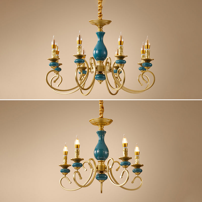 Traditional Style Suspension Pendant Light Candlestick Shaped Chandelier for Living Room