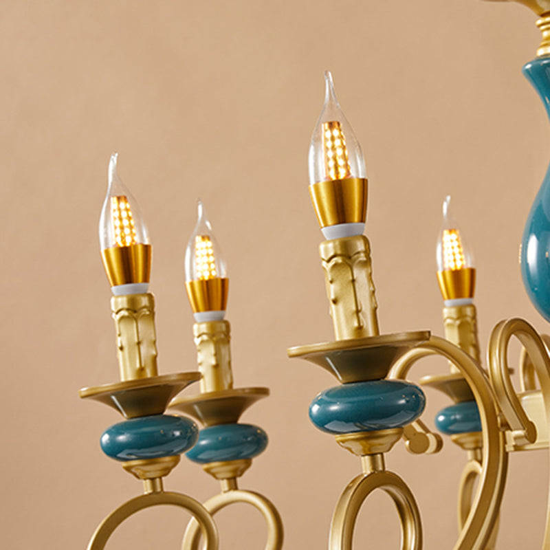 Traditional Style Suspension Pendant Light Candlestick Shaped Chandelier for Living Room