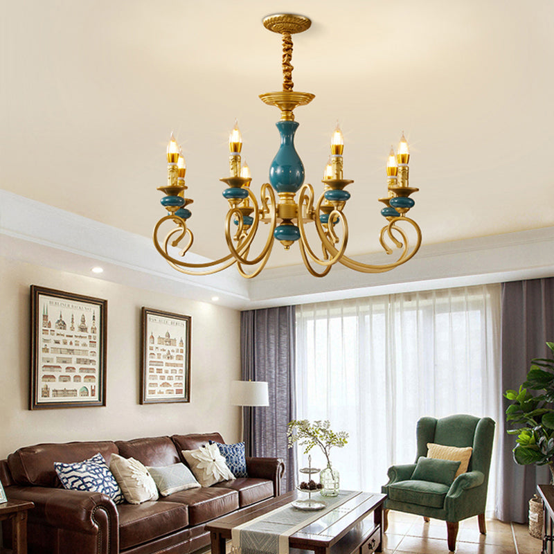 Traditional Style Suspension Pendant Light Candlestick Shaped Chandelier for Living Room