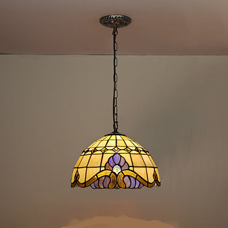 Accesorio de iluminación suspendida mediterránea Tiffany Style Bowl Lighting para sala de estar