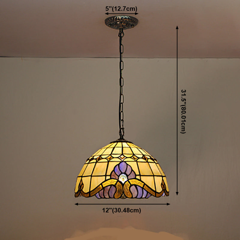 Accesorio de iluminación suspendida mediterránea Tiffany Style Bowl Lighting para sala de estar