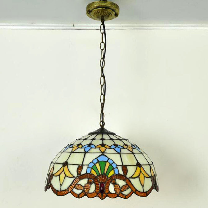 1-licht halfrond hanglampje Tiffany hand opgerolde kunstglas hangende verlichtingsarmatuur