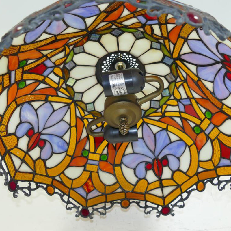 1-Light Hemisphere Pendant Light Tiffany Hand Rolled Art Glass Hanging Light Fixture