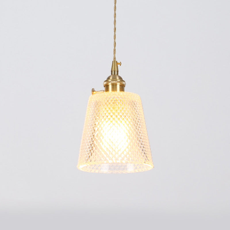 1-Licht-Anhängerlampe Japanischer Stil Ripple Glassschatten Hängende Lampe für Cafe