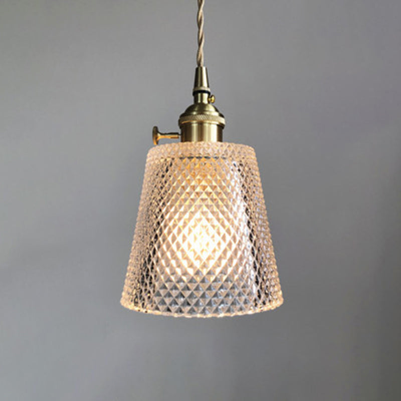 1-Licht-Anhängerlampe Japanischer Stil Ripple Glassschatten Hängende Lampe für Cafe