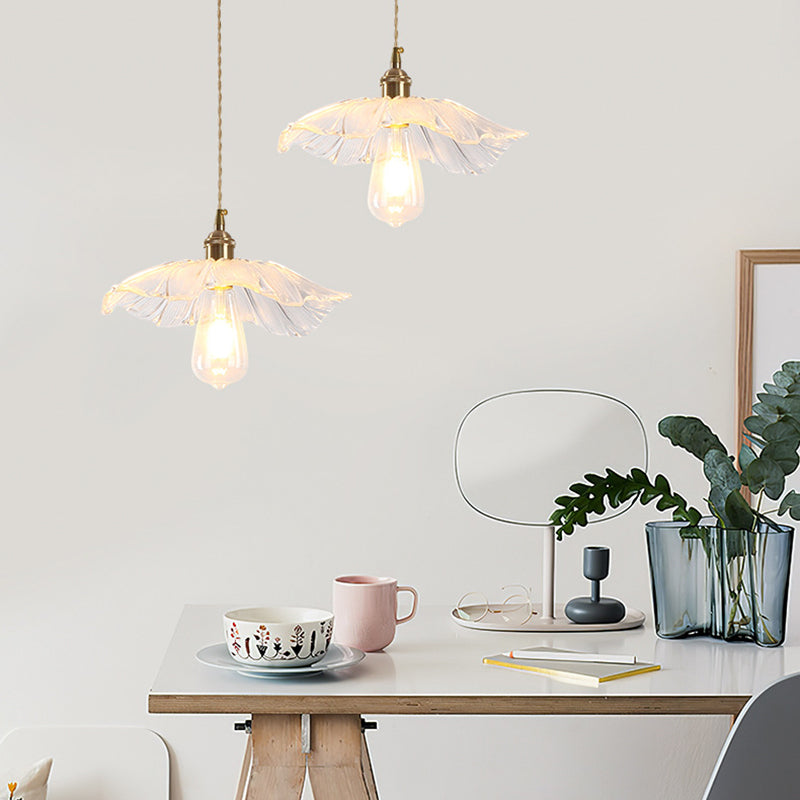 1-Licht-Anhängerlampe Japanischer Stil Ripple Glassschatten Hängende Lampe für Cafe
