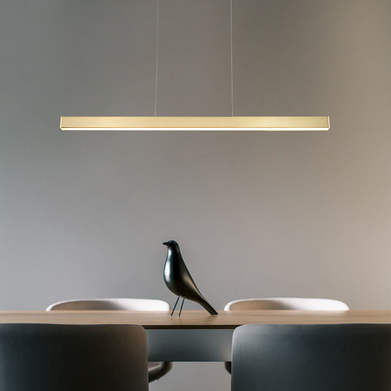 Contemporary Simplicity Island Light Acrylic Shade Long Strip Hanging Lamp in Gold