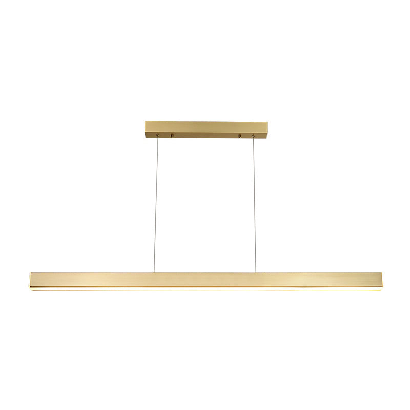 Contemporary Simplicity Island Light Acrylic Shade Long Strip Hanging Lamp in Gold