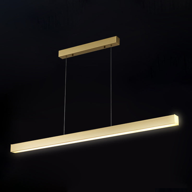 Contemporary Simplicity Island Light Acrylic Shade Long Strip Hanging Lamp in Gold